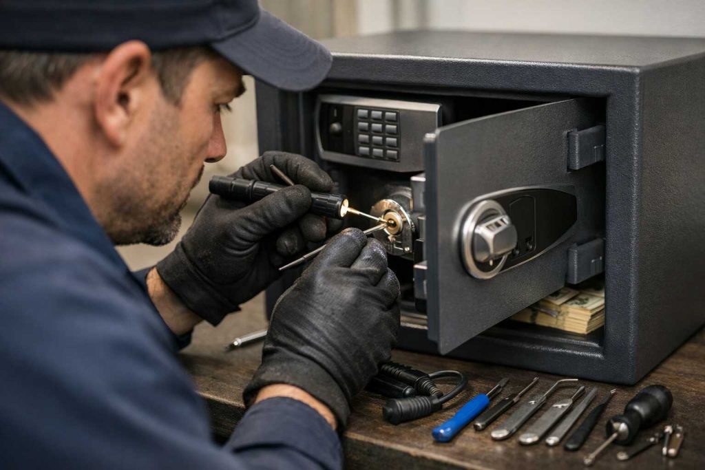 cerrajero abriendo caja fuerte en Madrid precio servicio