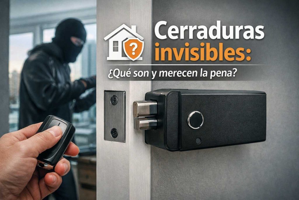 Cerradura invisible instalada en puerta para mejorar la seguridad del hogar en Madrid