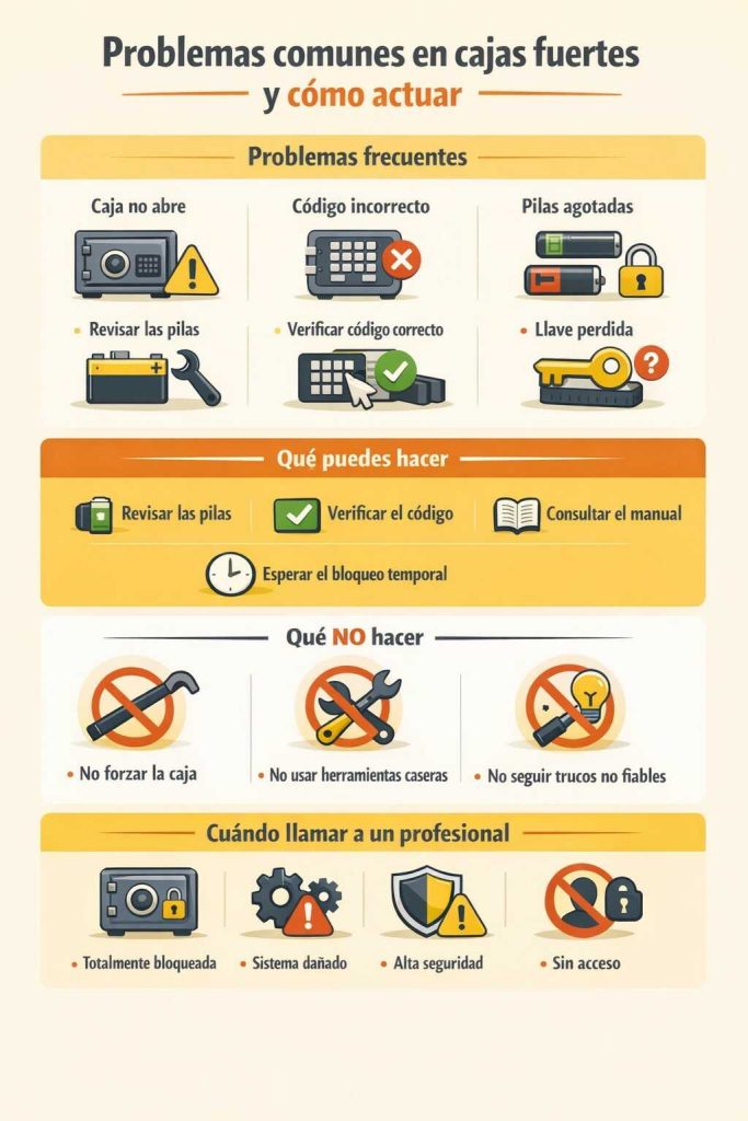 Infografía sobre los problemas más comunes en cajas fuertes