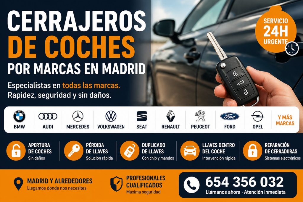 Cerrajeros de coches por marcas en Madrid