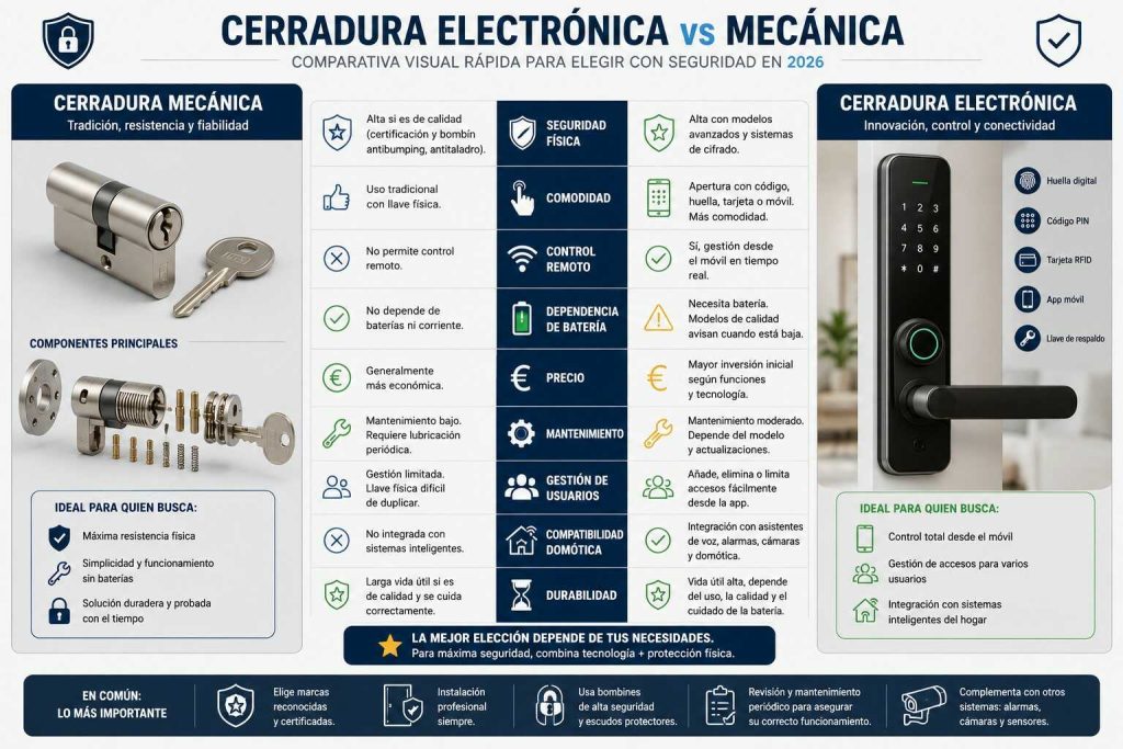 Cerradura electrónica vs mecánica