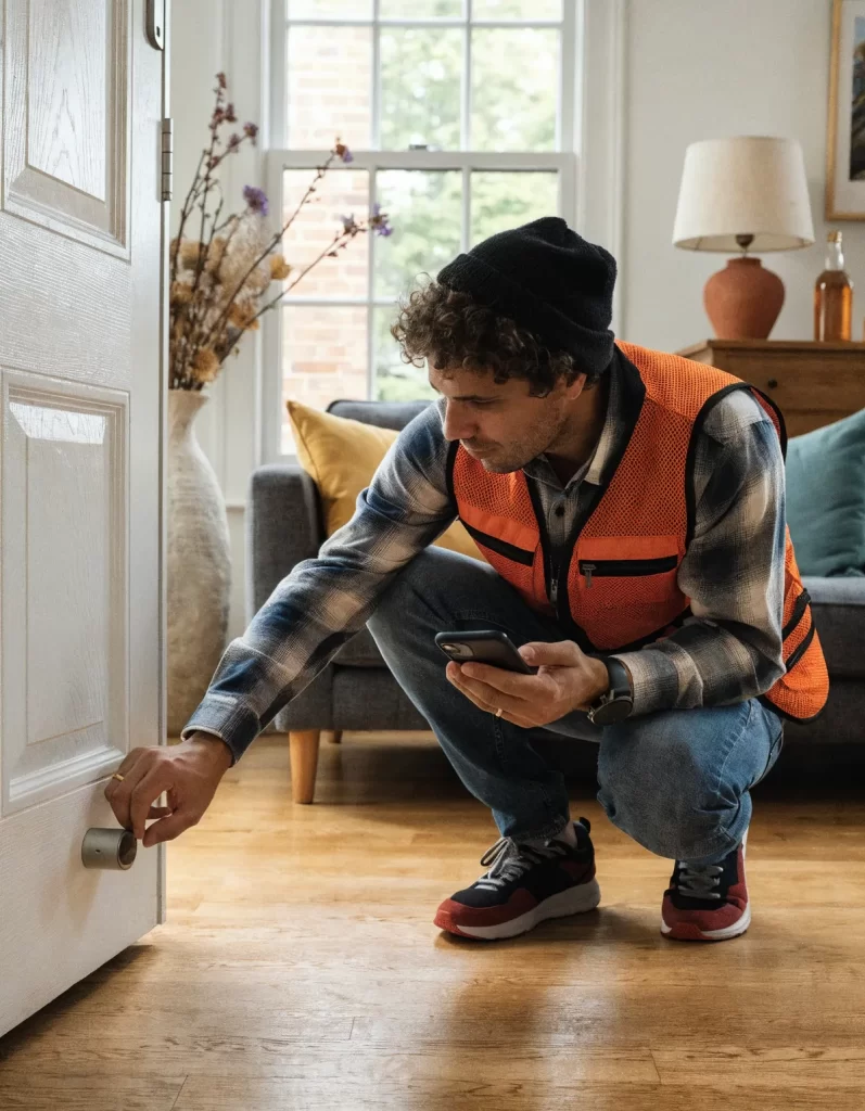 vídeo corto mostrando cómo un sensor magnético envía una alerta al móvil al abrirse la puerta