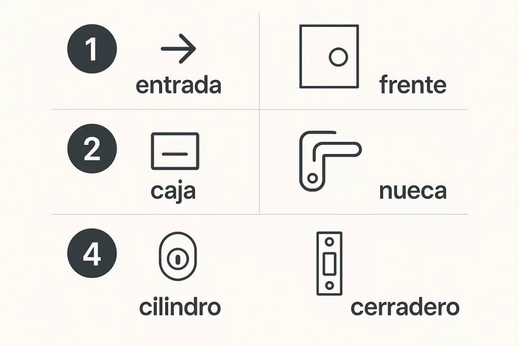paso a paso con medidas: entrada, frente, caja, nueca, cilindro y cerradero