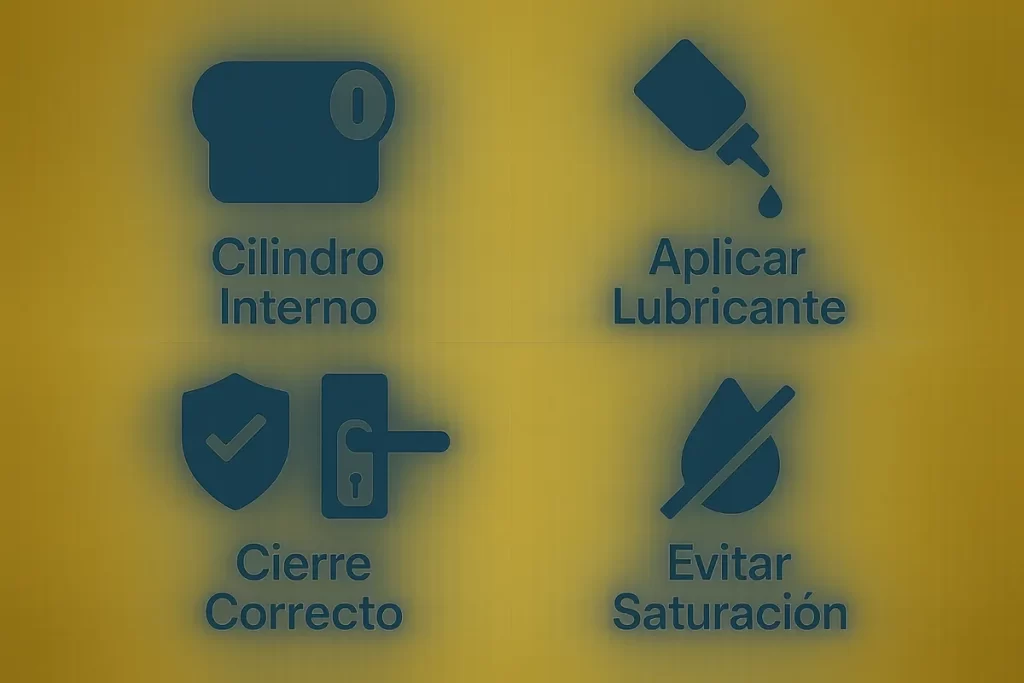o vídeo tutorial embebido mostrando cómo actúa el cilindro por dentro y cómo aplicar lubricante para cerradura de forma corre