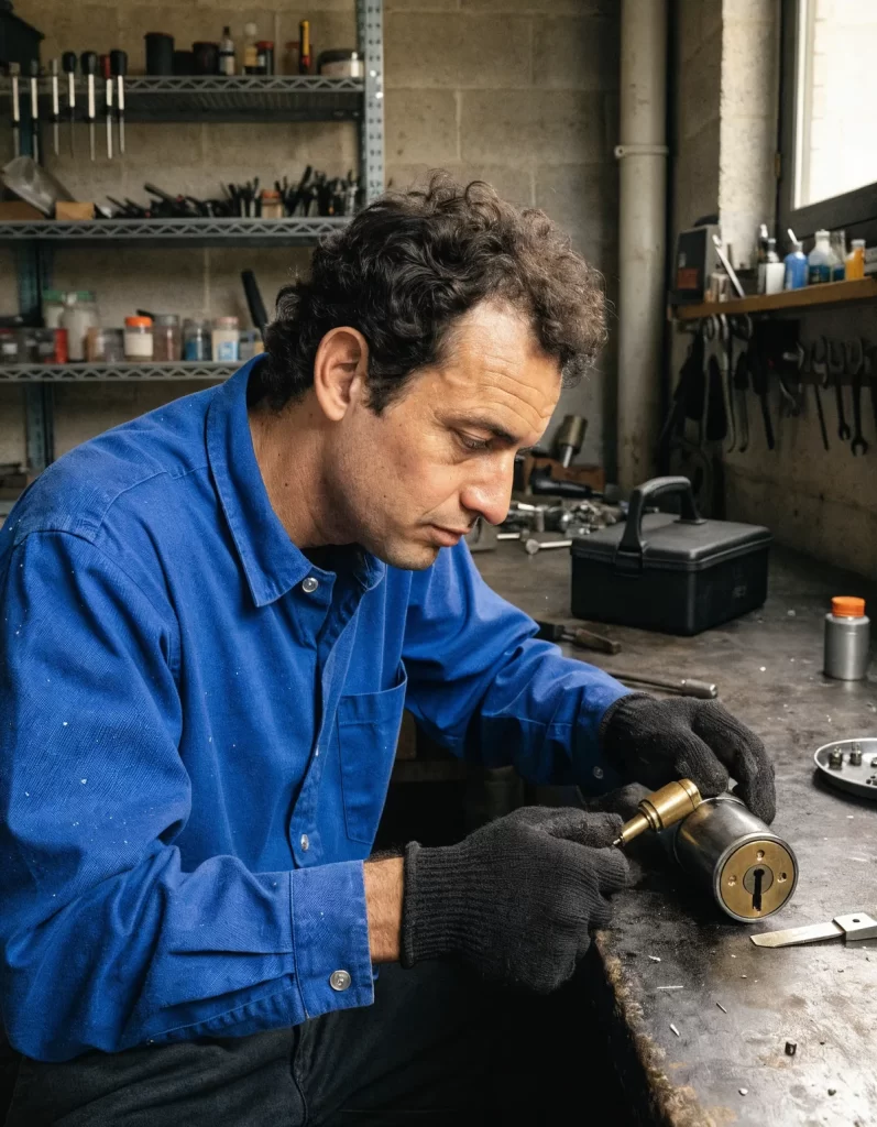 mano girando ligeramente la llave mientras extrae el cilindro